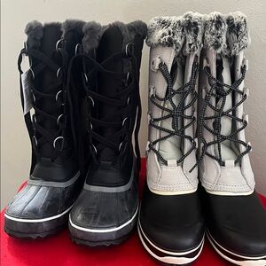 Stylish Black SIZE 8 and Gray Winter Boots SIZE 7 *BOTH NEW*
